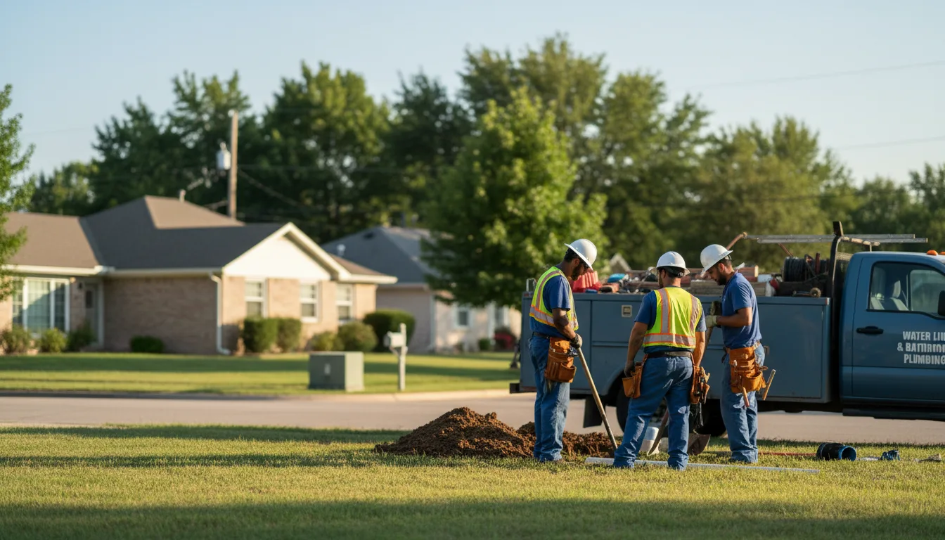 Residential water line and bathroom plumbing service in Dike, IA